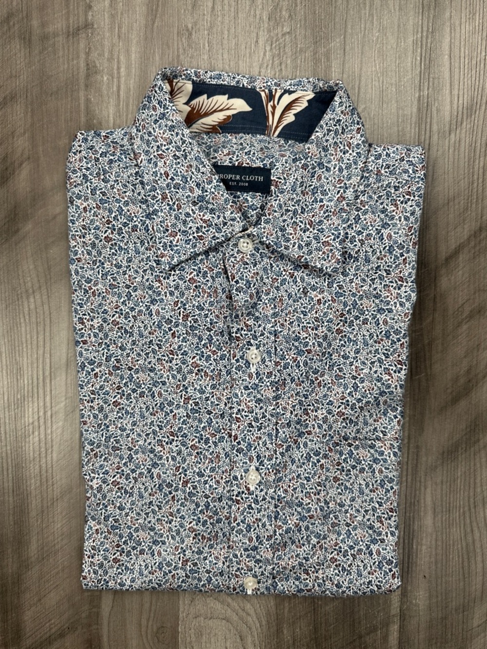 Proper Cloth Organic Stretch Cotton Wildflower Short Sleeve Button Down - 16 (L)